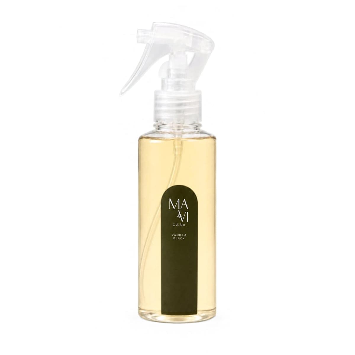Home spray Mavi Casa Vanilla Black de 200 ml em frasco com gatilho borrifador