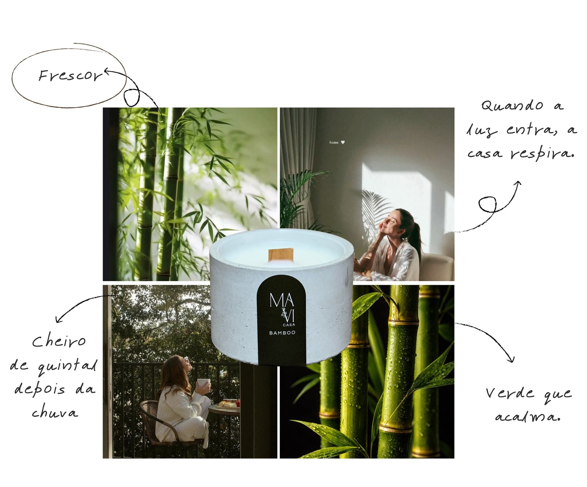 Ambiente leve e verde que traduz a sensação de paz do aroma Bamboo