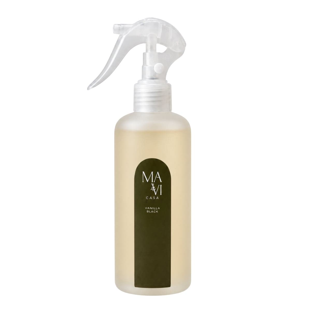Home spray Mavi Casa Vanilla Black de 250 ml em frasco com gatilho borrifador